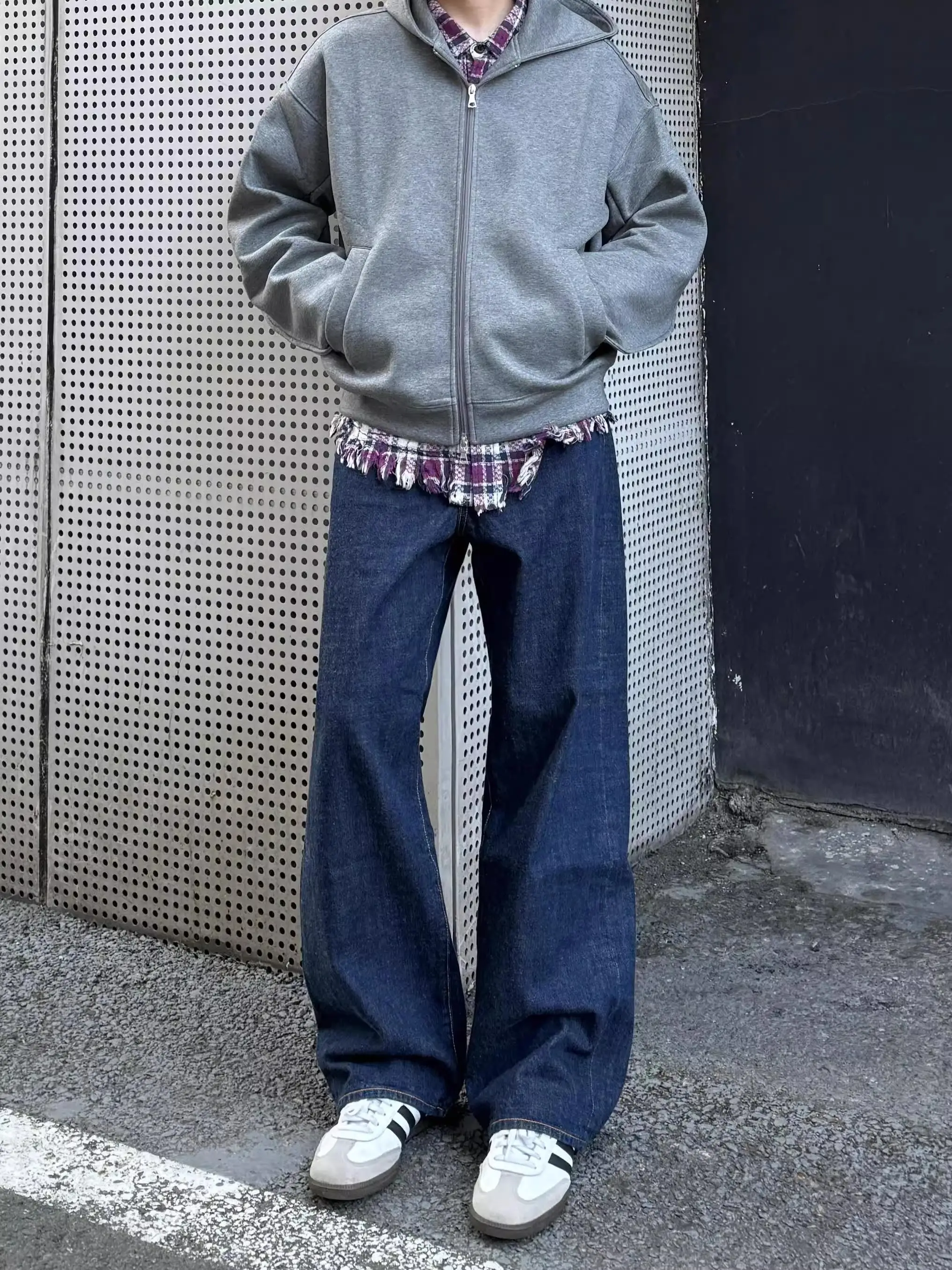 

Мужские джинсы из синего денима в стиле ретро, свободные, прямого кроя, повседневные, универсальные, базового стиля, в американском стиле High Street, длинные брюки