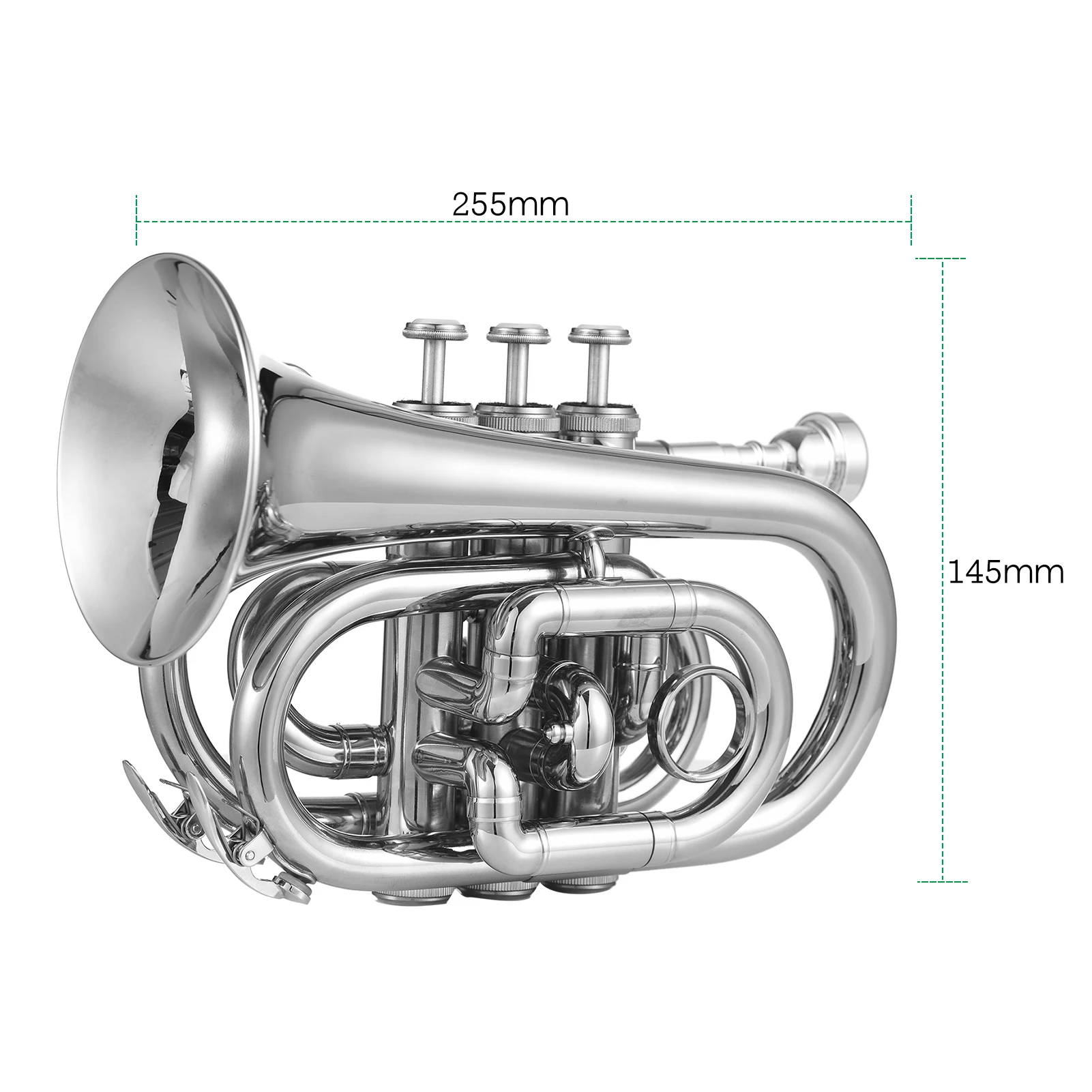 

Bb Trumpet Mini Pocket Trumpet with Mouthpiece Carry Bag Gloves Cleaning Cloth Brass Instrument for professional trumpet players