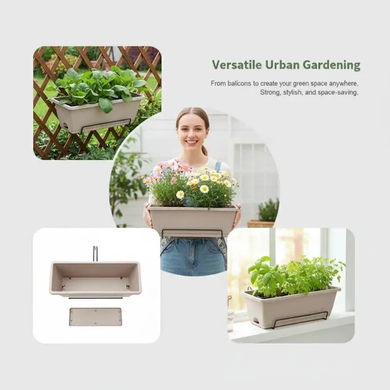 Self Absorbing Flower Planter Pot For Indoor Vegetable Herb Growing With Drainage Base Perfect For Space Saving Home Gardening