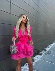 AsaNagi Saudi Dubai Elegant Luxurious Pink Knee-Length Women's Formal Evening Gowns Customized فستان دانتيل ابيض