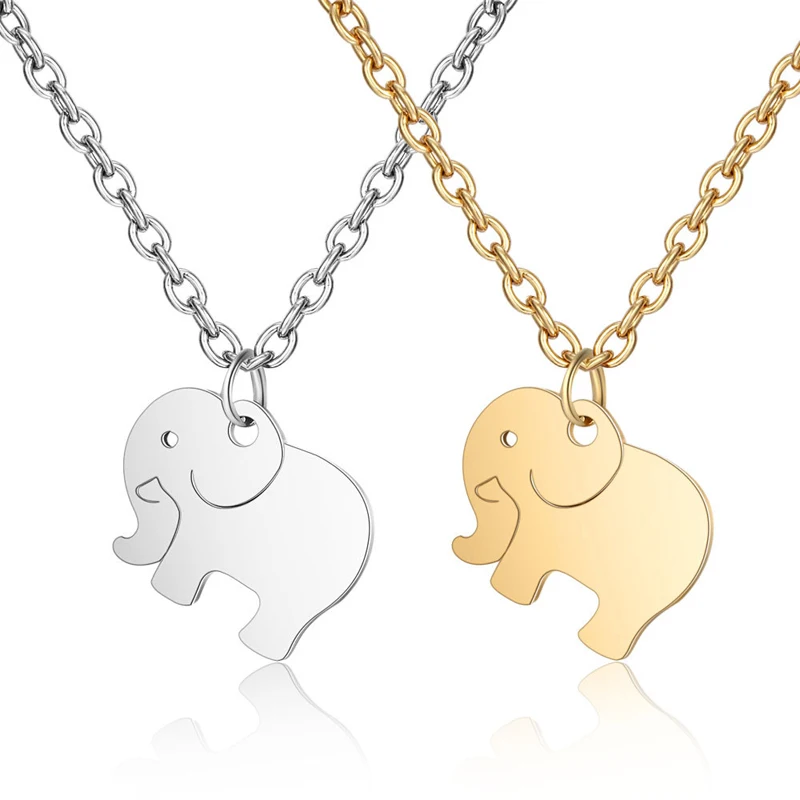 Stainless Steel Necklace 2 Models Cute Elephant Pendent Necklaces For Women Girls Gifts Fashion Animal Jewelry New Collar