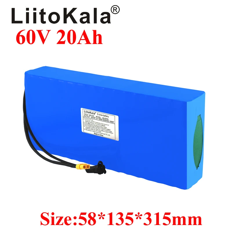 LiitoKala 60V ebike battery 60V 20Ah lithium ion battery electric bicycle battery 60V 3000W electric scooter battery