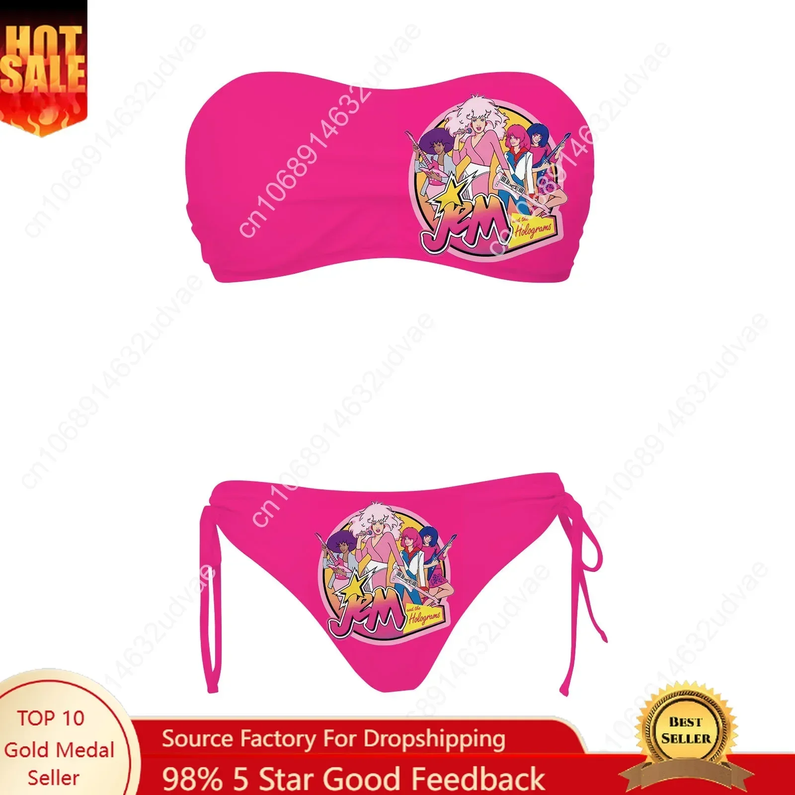 Jem and The Holograms Swimsuit Womens Drawstring Two Piece Set Bathing Suits Personalized Swimwear Bikini Customize Beachwear