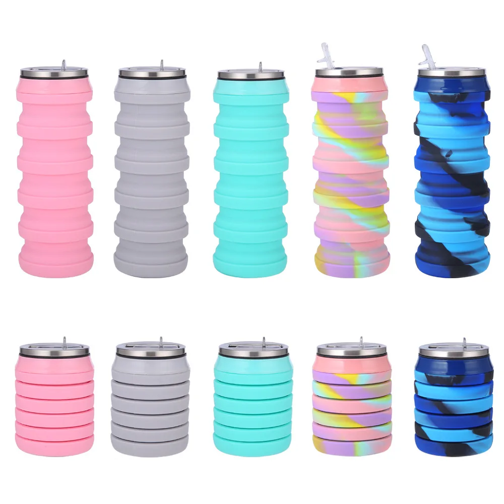 

New Silicone Collapsible Water Bottle Creative Durable Folding Water Cup Wear-resistant Gift Sport Bottle