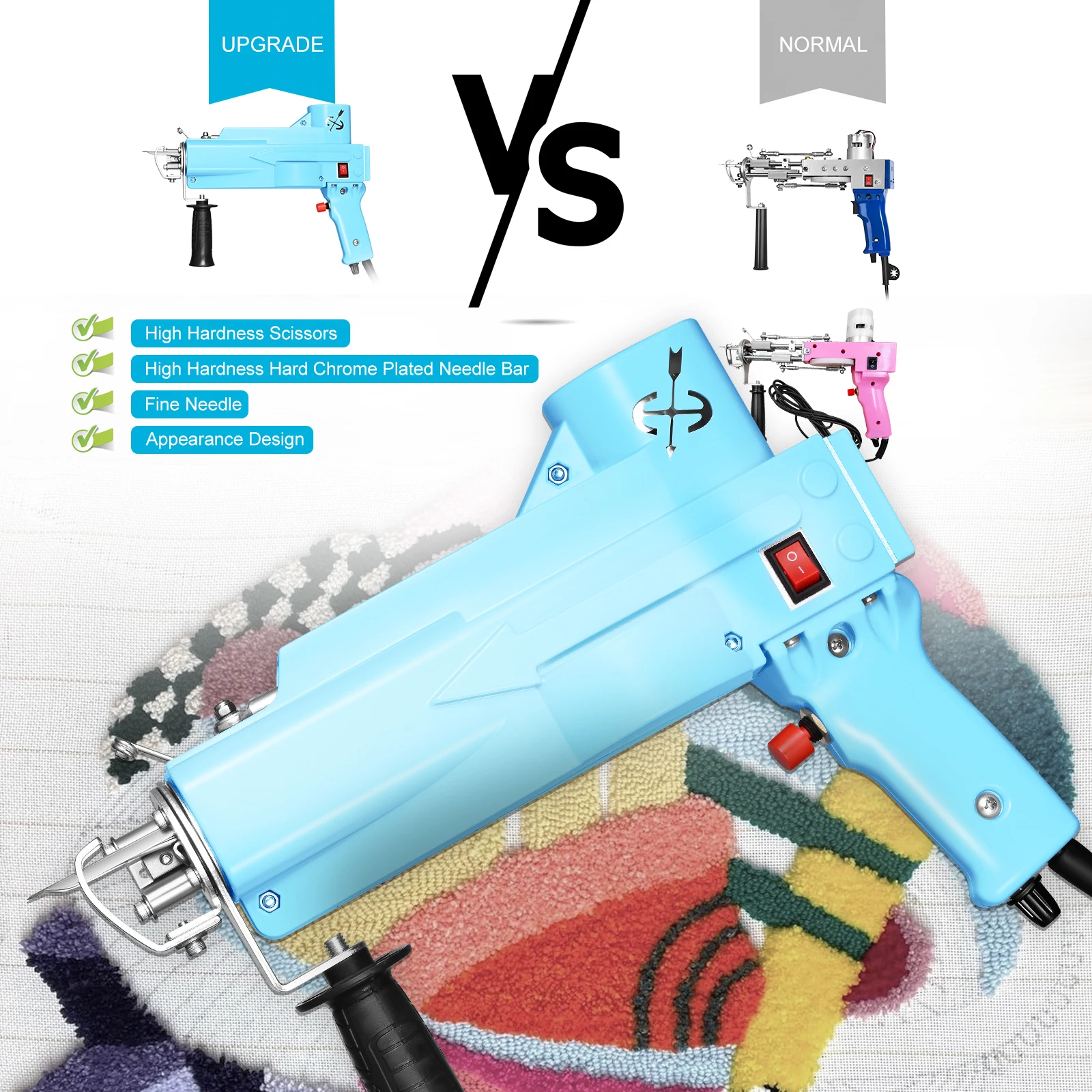 Upgrade 2 in 1 Tufting Gun All inclusive Electric Tufting Gun Carpet Weaving and Flocking Machine Fully Enclosed Cut/Loop Pile