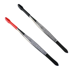 Y1UD Stainless Steel Tweezers Lightweight Flat for Head Tweezers Rubber Tipped Tweezers for Stamp Coin Jewelry Lab Hobby Craf