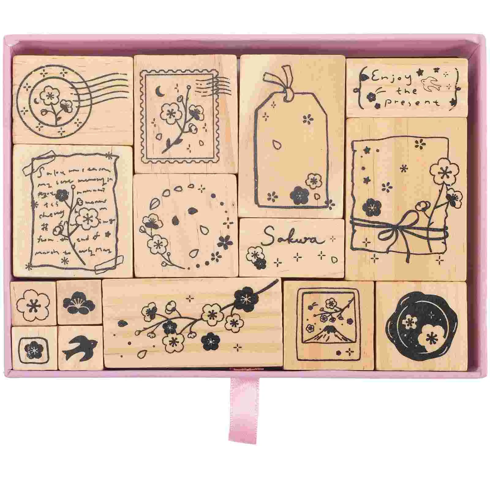 

Flower Elements Stamps Hand Postage Scrapbook Decoration Photo Album Wooden Small