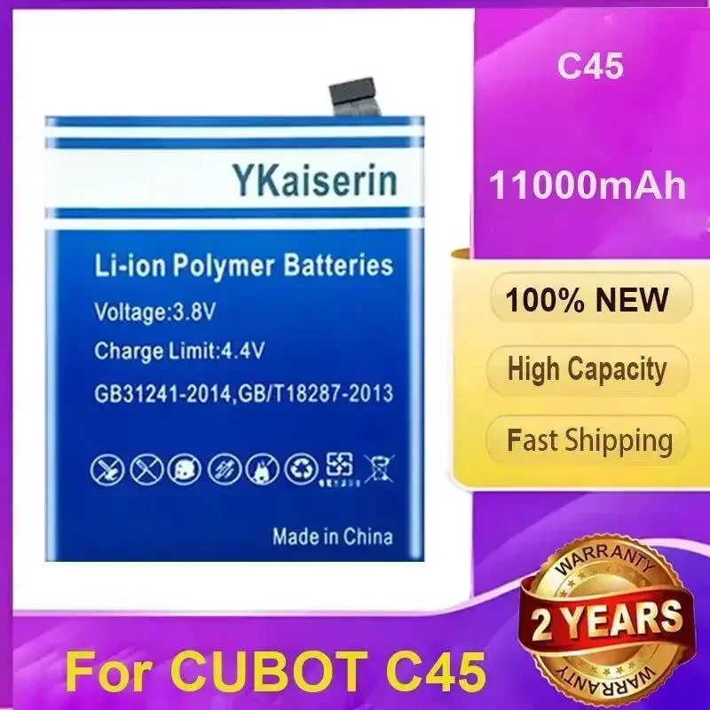 

Экологически чистая батарея для мобильного телефона YKaiserin для Cubot C45, длительный срок службы, реальная емкость 11000 мАч + номер отслеживания