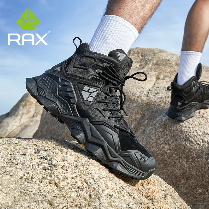 

RAX Men Hiking Shoes Mid-top Waterproof Outdoor Sneaker Men Leather Trekking Boots Trail Camping Climbing Hunting Sneakers Women