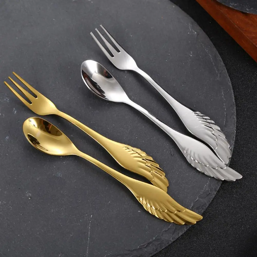 Dessert/Fruit Fork Useful Rainbow Spoon Dinner Fork Creative Wing Coffee Spoon Dessert Fork Party Favor