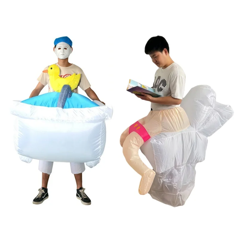 Aufblasbare Badewanne für Erwachsene, Toiletten-Cartoon-Puppen-Kostüm, Parodie-Performance-Kostüm, neuartiges Event-Performance-Kostüm
