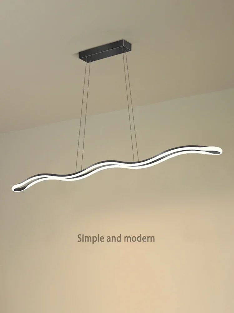 LED Wave Chandelier Dinning Table Modern Bar Hanging Lamp Nordic Wave Simple Long Strip Office Indoor Home Decor Pendant Light