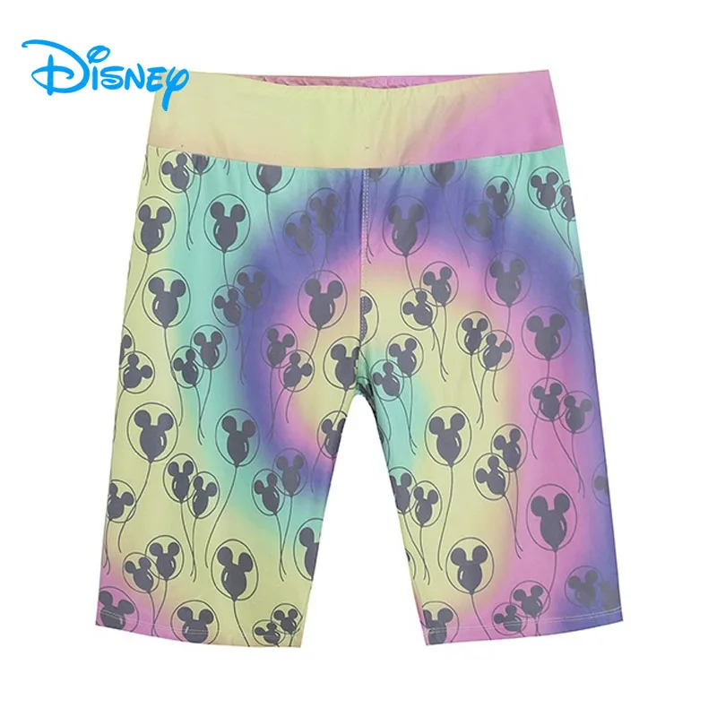 Disney Mickey Mouse Tie Dye Women Cartoon Half Pants Yoga Fitness Running Sports Pants GYM Home Casual Safety Shorts Quick Dry