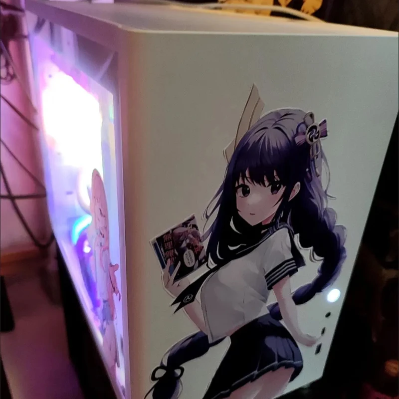 Genshin Impact Anime Stickers voor PC Case, Cartoon Decor Decals voor Computer Chassis, ATX Mid Case Decoratieve sticker