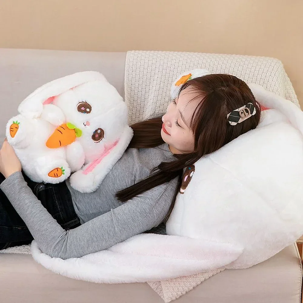 30CM Eat Carrot Rabbit Plush Toy Cute Carrot Embroidery Big Eyes Sleep To Accompany The Small White Rabbit Doll Festival Gifts