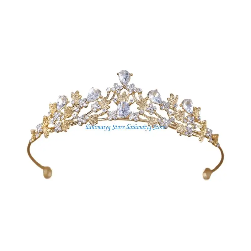 573B Delicate Rhinestones Wedding Crown Comfortable Wear Alloy Texture Suitable for Receptions Pageants Formal Celebrations