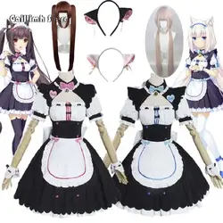 Disfraz de Cosplay de vainilla en Stock, vestido de sirvienta, traje de sirvienta NEKOPARA Chocola Vanilla OVA, uniforme de juego de sirvienta, gato Neko, chica y mujer