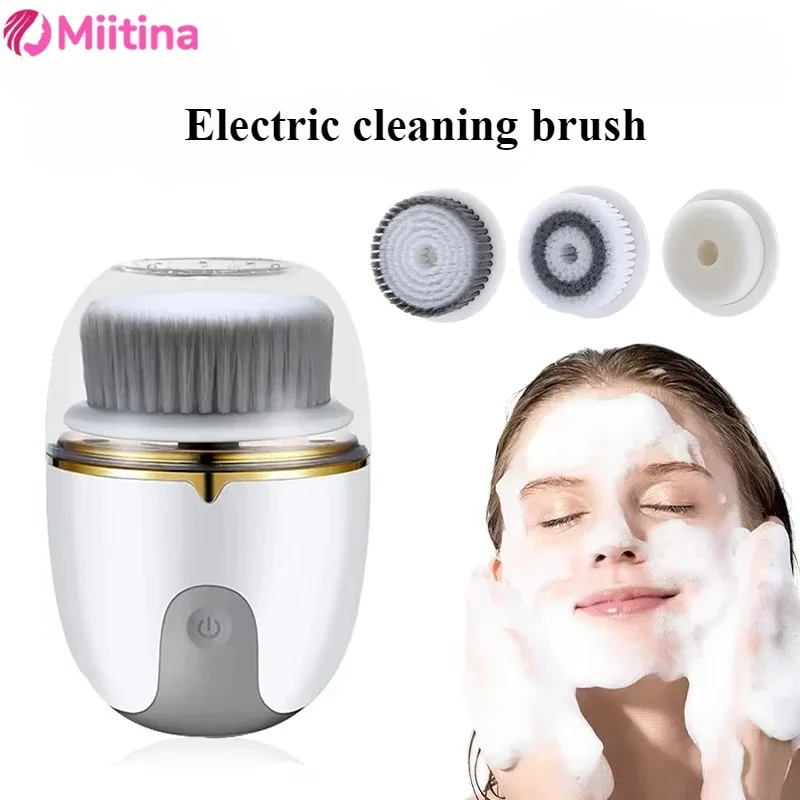 

3 IN 1 Electric Face Cleansing Brush Skin Cleansing Pore Face Skin Care Massager Heads Spin Brush Deep Clean Blackhead Care Tool