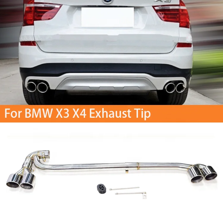 SYPES 304 Stainless Steel Exhaust Tip For BMW F25 X3 F26 X4 Mufflers Quad Exhaust Tips Single Inner Tailpipe Exhaust System