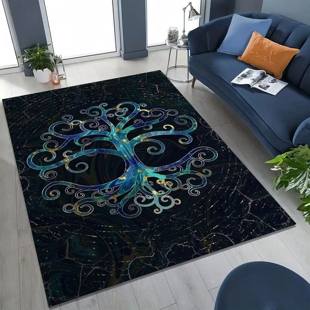 

Nordic Dream Tree of Life Symbol Totem Yggdrasil Rug for Bedroom Living Room Sofa Home Doormat Decor,kid Non-slip Floor Mat Gift