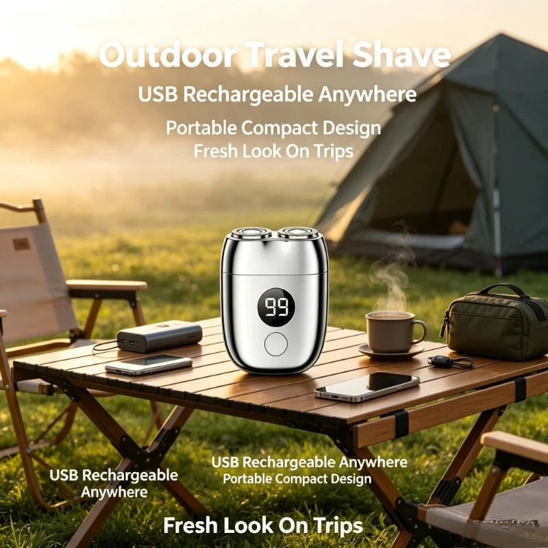 USB Rechargeable Digital Display Men Electric Shaver Portable Small Car Travel Beard Razor