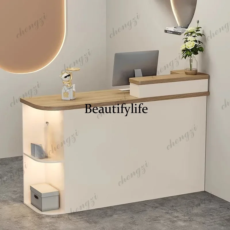 DD182Modern Simple Reception Desks Aesthetic Minimalist Design Unique Reception Desks Beauty Salon Mostrador Commercial Furnitur