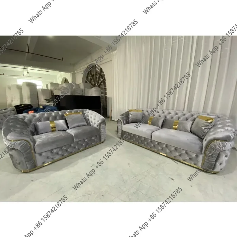 

J C Plush Velvet Sofa And Loveseat Corner Furniture Living Room Wooden Leg Set