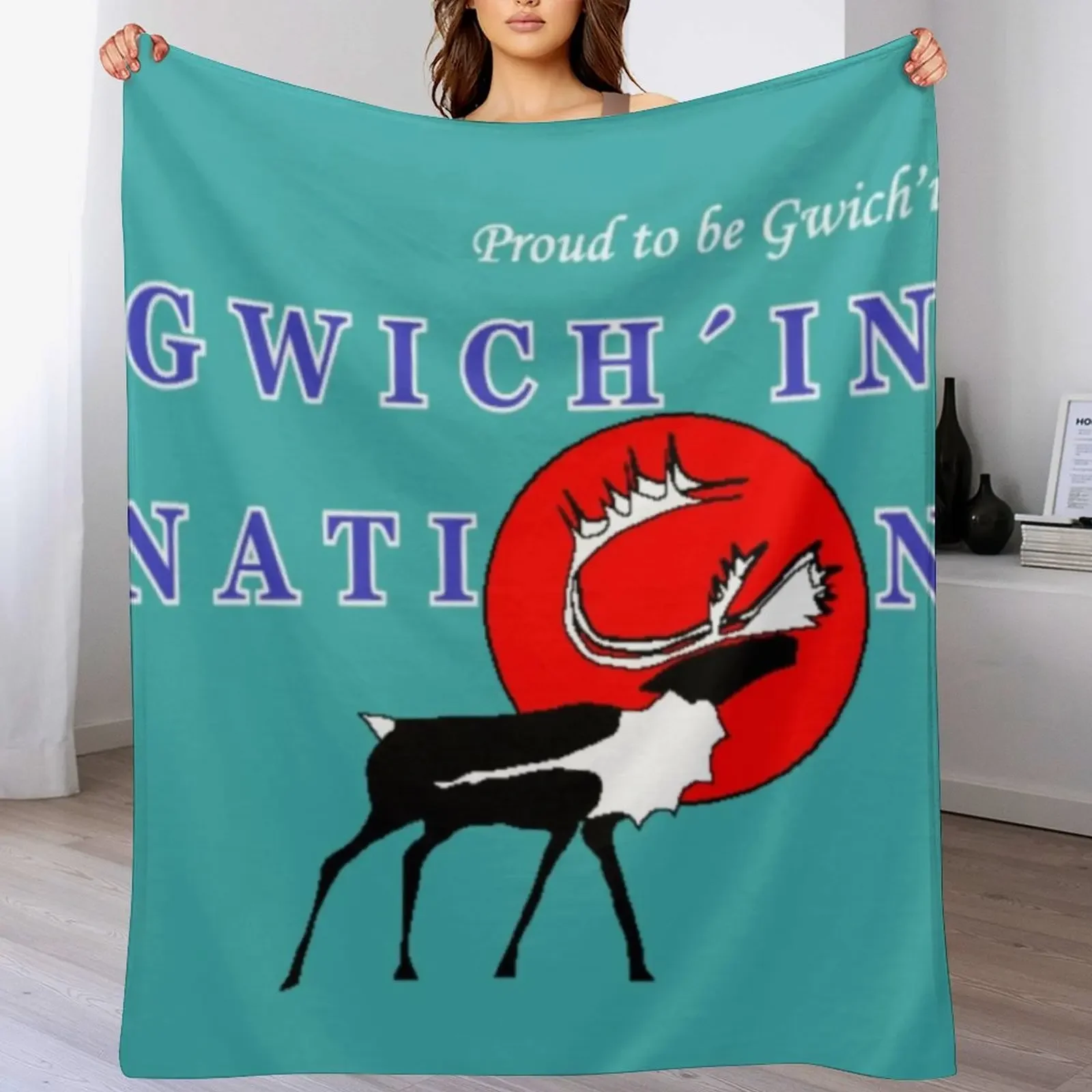 Flag of the Gwich'in Nation Canada Throw Blanket Shaggy Furry Soft Blanket for Bedroom Living Room