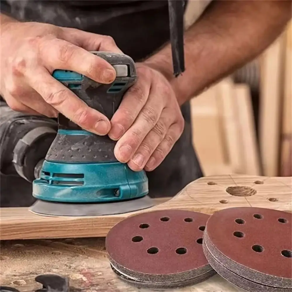 50Pcs Round Sand Paper 5-Inch 40-200 Grit Interface Grinding Pad Reusable Sanding Discs Sponge Interface Pad Tools Accessory