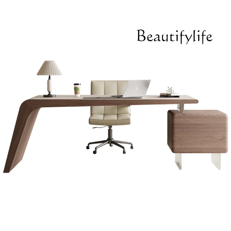 

Retro style high-end home desk Italian minimalist living room light luxury solid wood computer desk