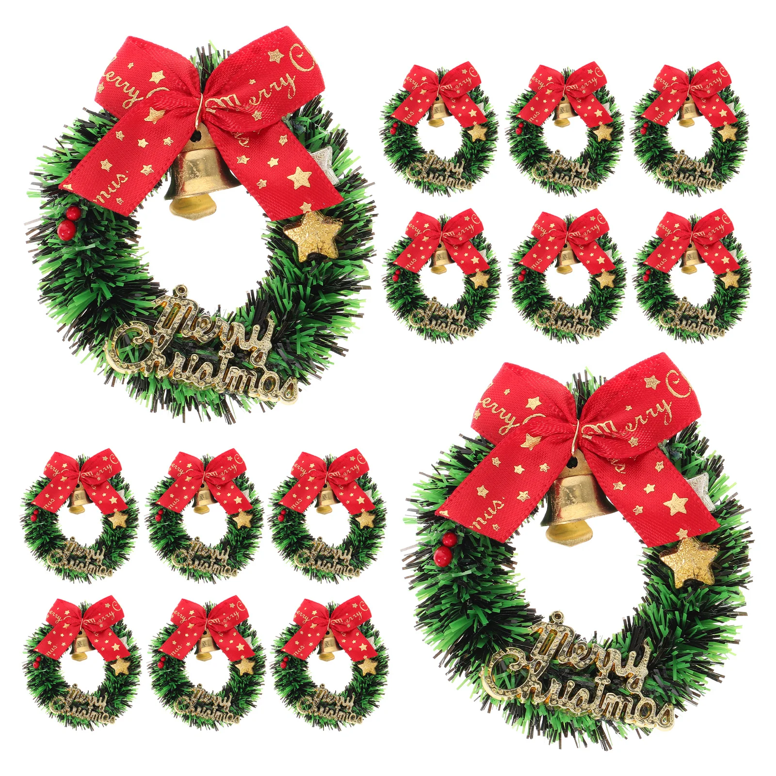 

16 Pcs Christmas Decorations Wrenth Craft Wreath Bow Tree Wreaths Artificial Mini