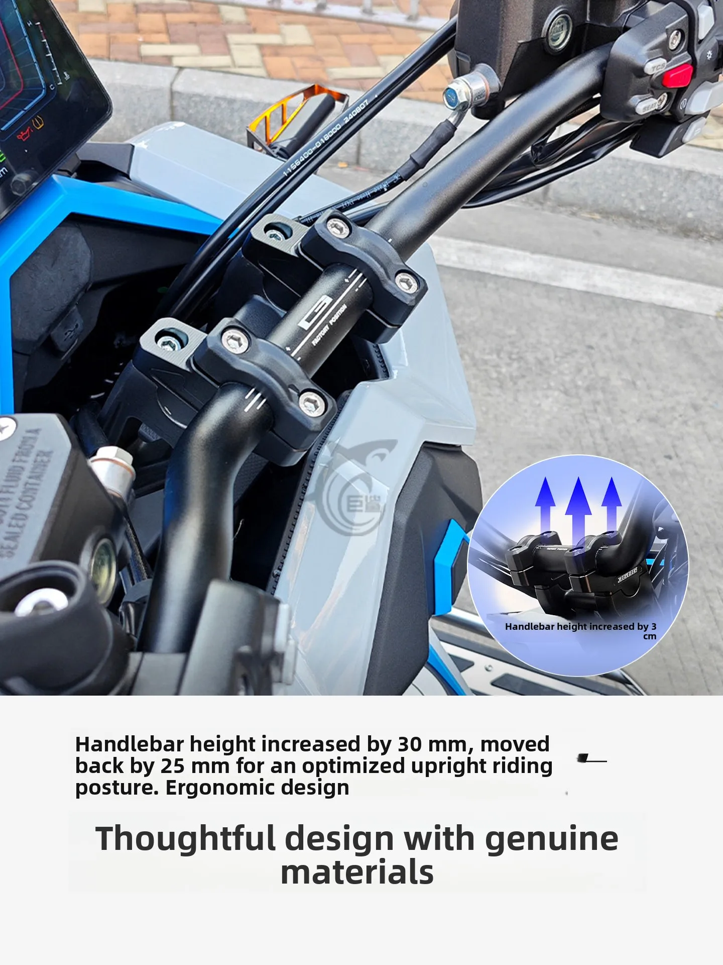 Aluminum Alloy Motorcycle Handlebar Riser Heightening Code for Zontes 368G Modification Long Distance Travel Commuting