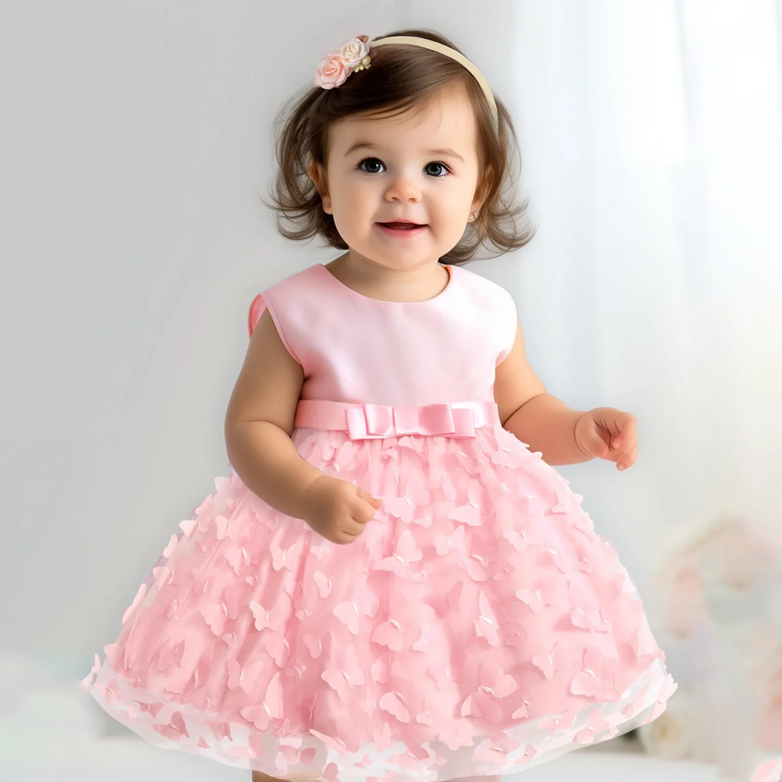 2024 Baby Princess Dress For Girls Pageant Clothes Infant Birthday Baptism Party Dress Newborn Baby Girls Wedding Costume 0-18M