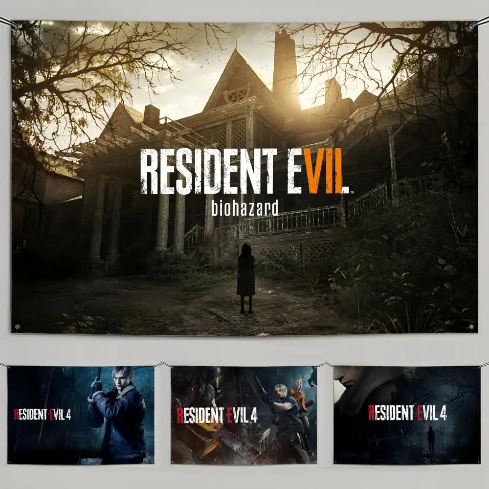 R-Resident Evil 4 Game Flags Custom Camping Outdoor Garden Room Bedroom Decor Party Backdrops Wall