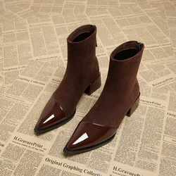 Autumn Winter shoer for Women warm Shoes Waterproof Short Leather Boots Luxury Black Super Office High Heel Ankle Boots