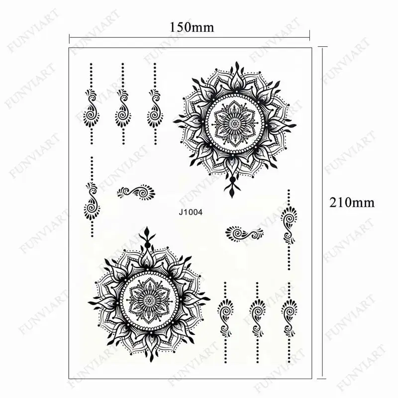 Black Henna Temporary Tattoos for Women Lace Flower Mehndi Sticker for Hand Fake Henna Tattoo Sticker Body Art Hena Tatoo