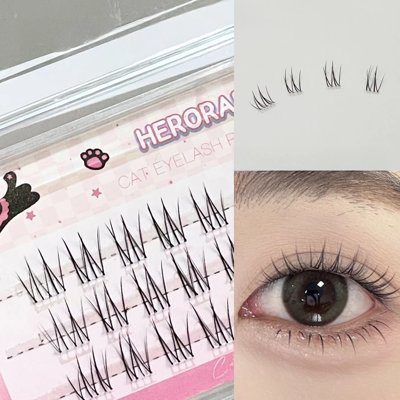 30/60/100 Clusters No Need Glue Self-adhesive False Eyelashes Large Capacity Upper Eyelashes Segmented Natural Curling Eye Lashe
