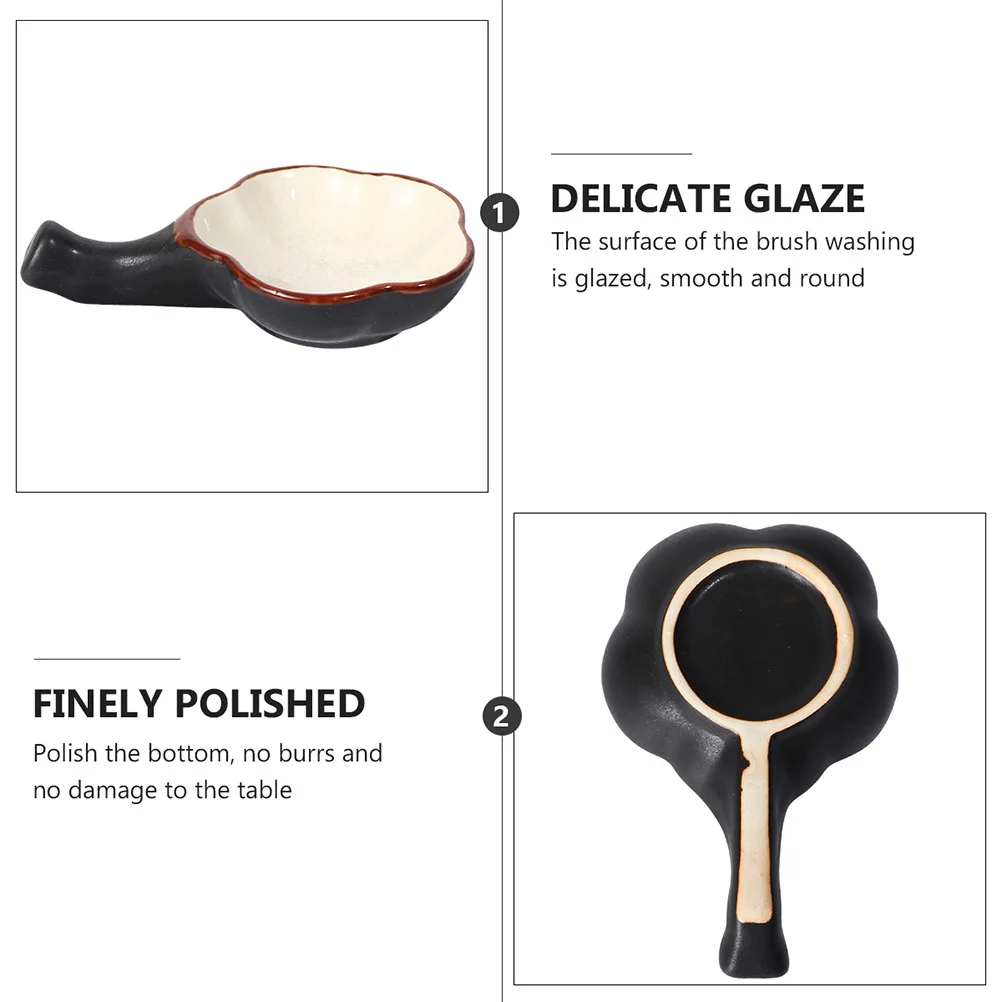 

2 Pcs Calligraphy Tray Ceramic Ink Storage Container Flower Shaped Brush Pen Holder