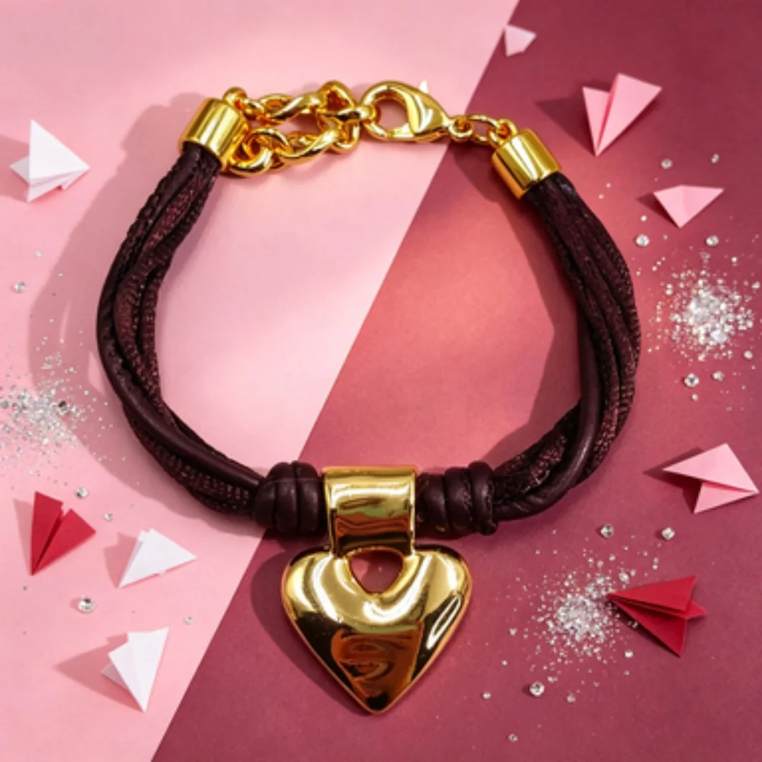 

New best-selling heart-shaped pendant rope bracelet for 2026, suitable for romantic jewelry gifts for couples