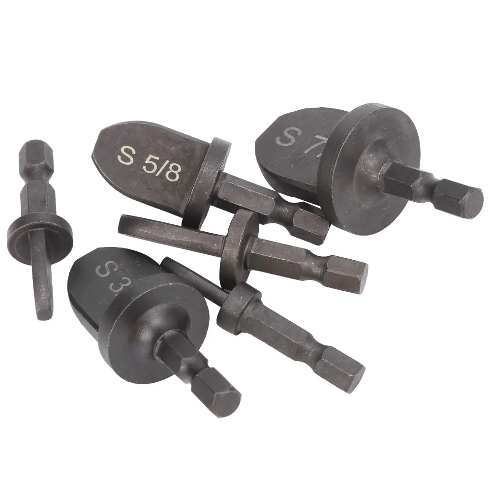 

6 PCS 1/4 inch Hex Shank HVAC Swaging Tool Soft Copper Tubing Bearing Steel Material HVAC Repairing Set 1/4" to 7/8" Bits