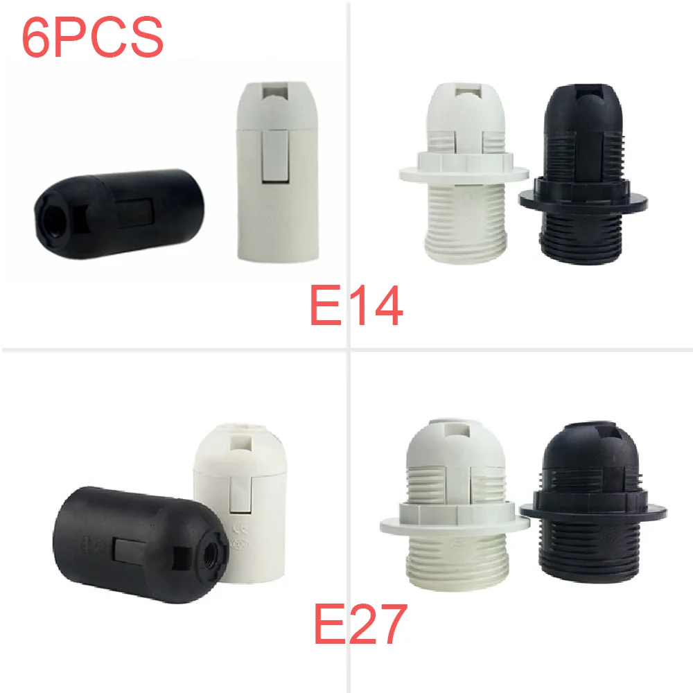 

6pcs Lamp Base E14 E27 Light Bulb Socket Converter Power Holder Screw Head Lampshade Ring Adapter For Pendant Light 110V 220V