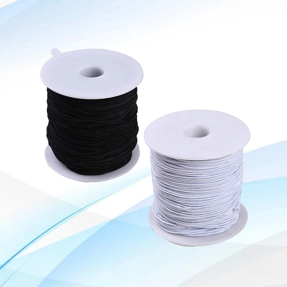 

2pcs 08 mm Elastic Cord Thread Beading Threads Stretch String Fabric Crafting Cord for Jewelry Making(Black,White)