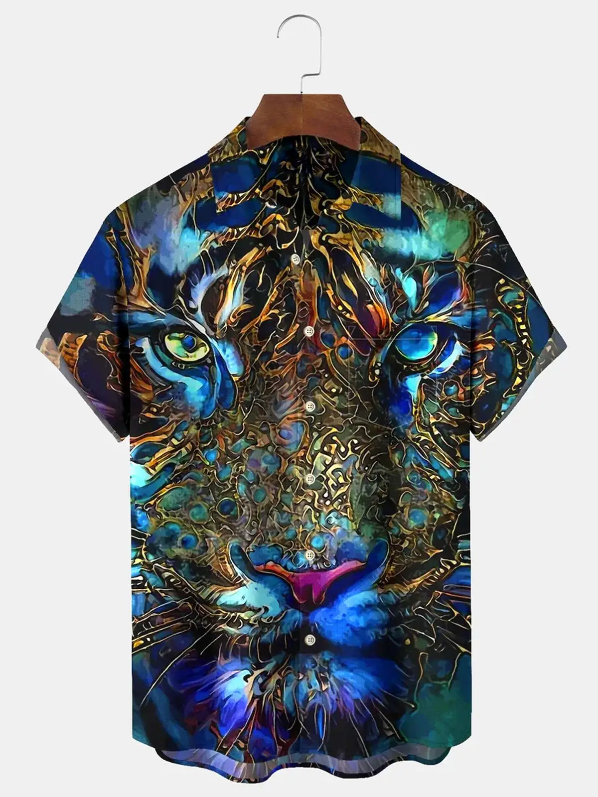 Fashion men's hawaiian shirt mexican style colorful graffiti art print short sleeve shirt garment