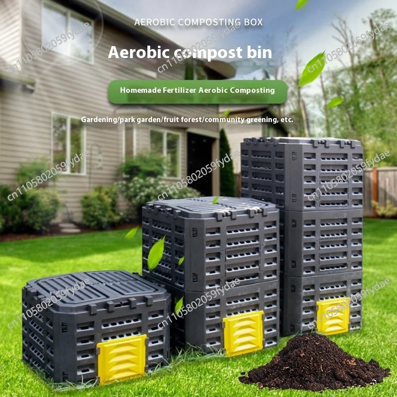 Courtyard Composting 300L Bin Garden Large Capacity Fermentation Tank Box Outdoor Tipping Bucket Barrel Anti Corrosion