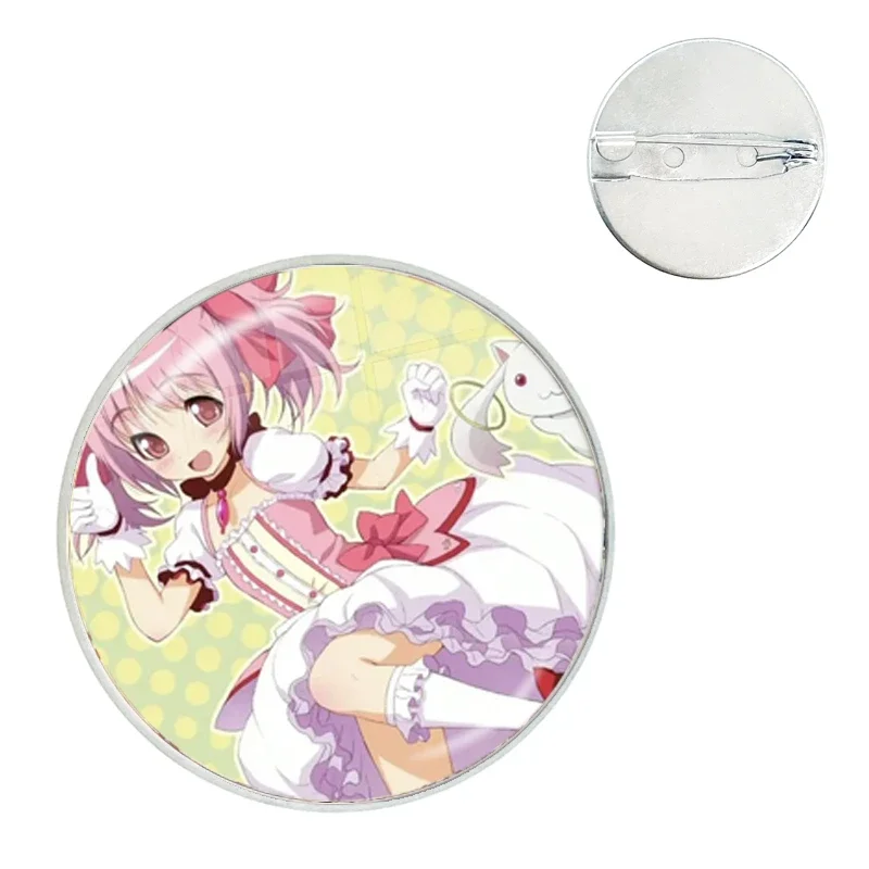 Broches de cristal de Puella Magi Madoka Magica, broches de Kaname Madoka, Pin de cabujón para ropa, accesorios para sombreros