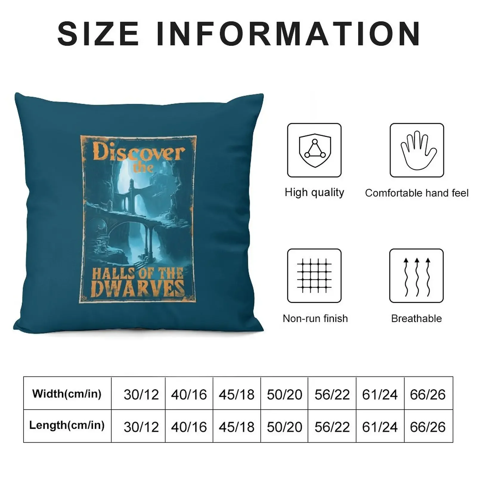 Discover the Halls of the Dwarves - Vintage Travel Poster - Fantasy Throw Pillow Cushion Cover Set Christmas Pillows pillow