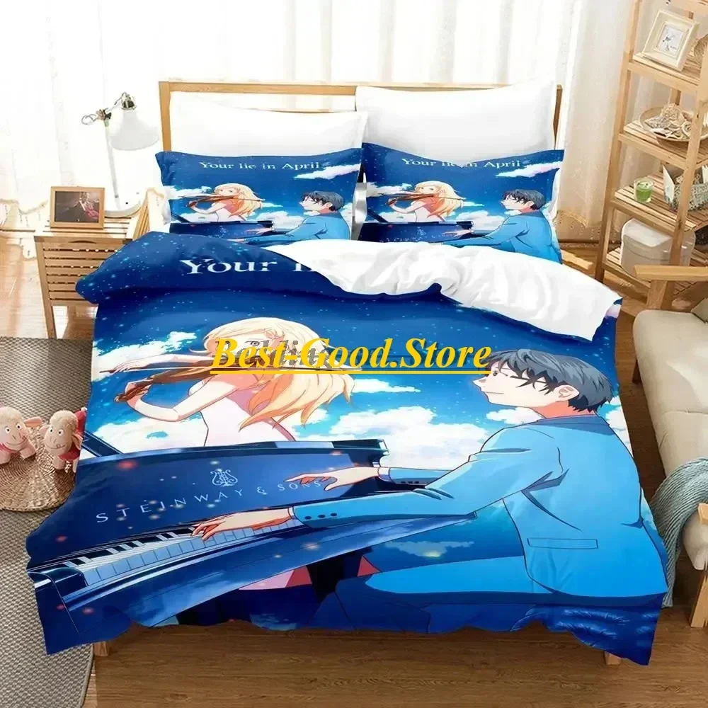 2023 Your Lie In April Bedding Set Duvet Cover Sheet Printed Bed Set Pillowcase Bed Full Queen King Size Comforter Bedroom
