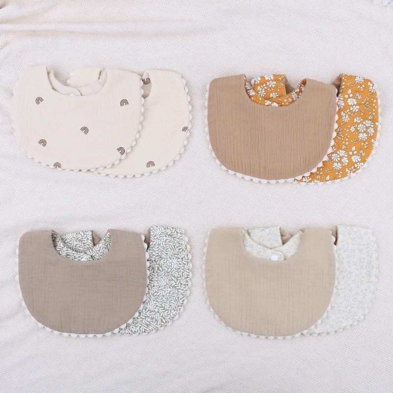 Thickening Cotton Gause Baby Bibs Absorbent Baby Lace Bib Newborn Accessories Burp Cloths Bandana Scarf Stuff For Boys Girls