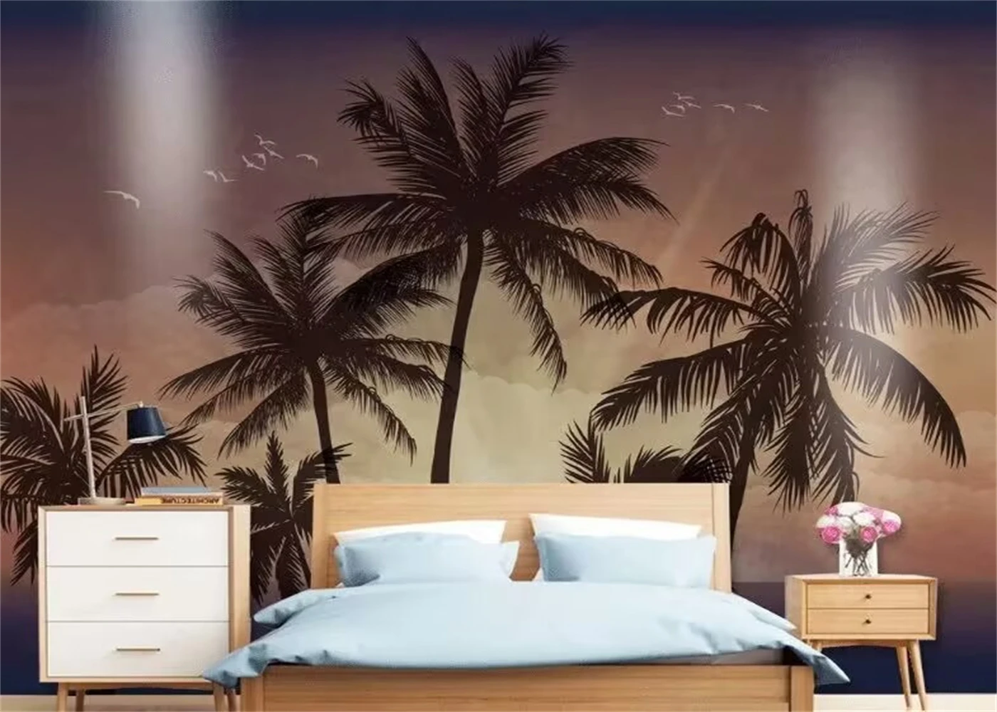 Custom size mural pastoral Hand-painted tropical plants TV background painter House decorated living room bedroom 3d wallpaper