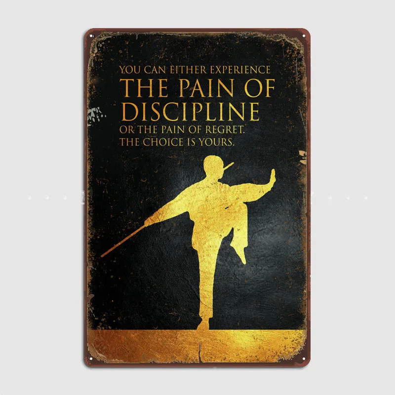 Pain of Discipline Ziglar Poster Tinplate Sign Art Wall Decor Vintage Metal Plate Gaming Room Decoration Retro Coffee Bar Home